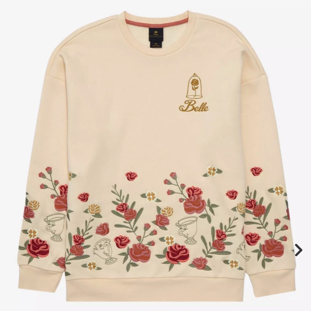 Her Universe Belle Beauty and the Beast Floral Crewneck Sweater Disney Princess